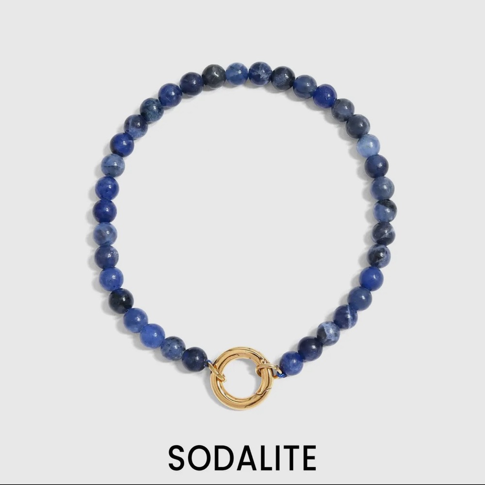 18K Gold Pvd Stainless Steel Semi
Precious Natural Stone Charm Keeper
Bracelet